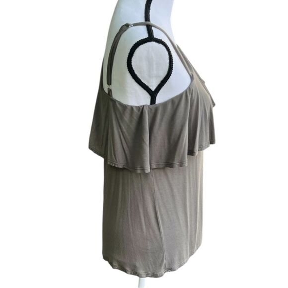 Cold-Shoulder Ruffle Top - Olive - Picture 3 of 8